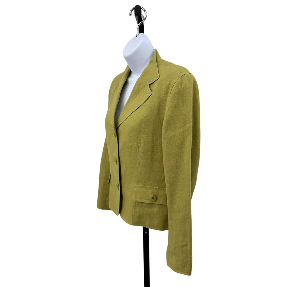 Talbots Blazer Button Front Chartreuse Green Jack… - image 2